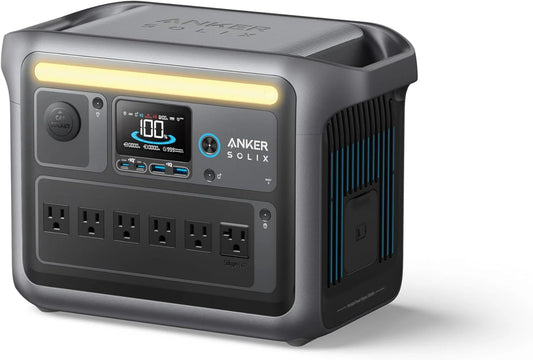 Portable Power Station with 200W Solar Panel, 1800W Solar Generator, 1056wh LFP (LiFePO4) Battery, 6 AC Outlets, Up to 2400W for Home, Power Outages, and Outdoor Camping