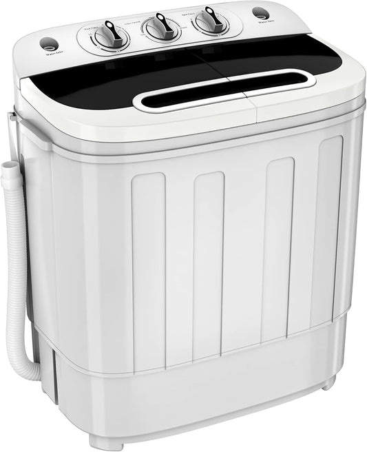Portable mini double-burner washing machine, capacity 13 pounds, equipped with a spin dryer, a compact clothes washing machine, a lightweight small-sized washing machine, suitable for families, apartments, dormitory rooms, and campers.