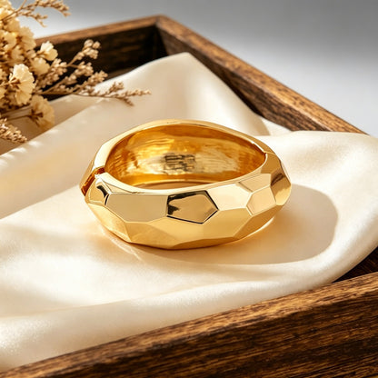 Gold Faceted Cuff Bracelet