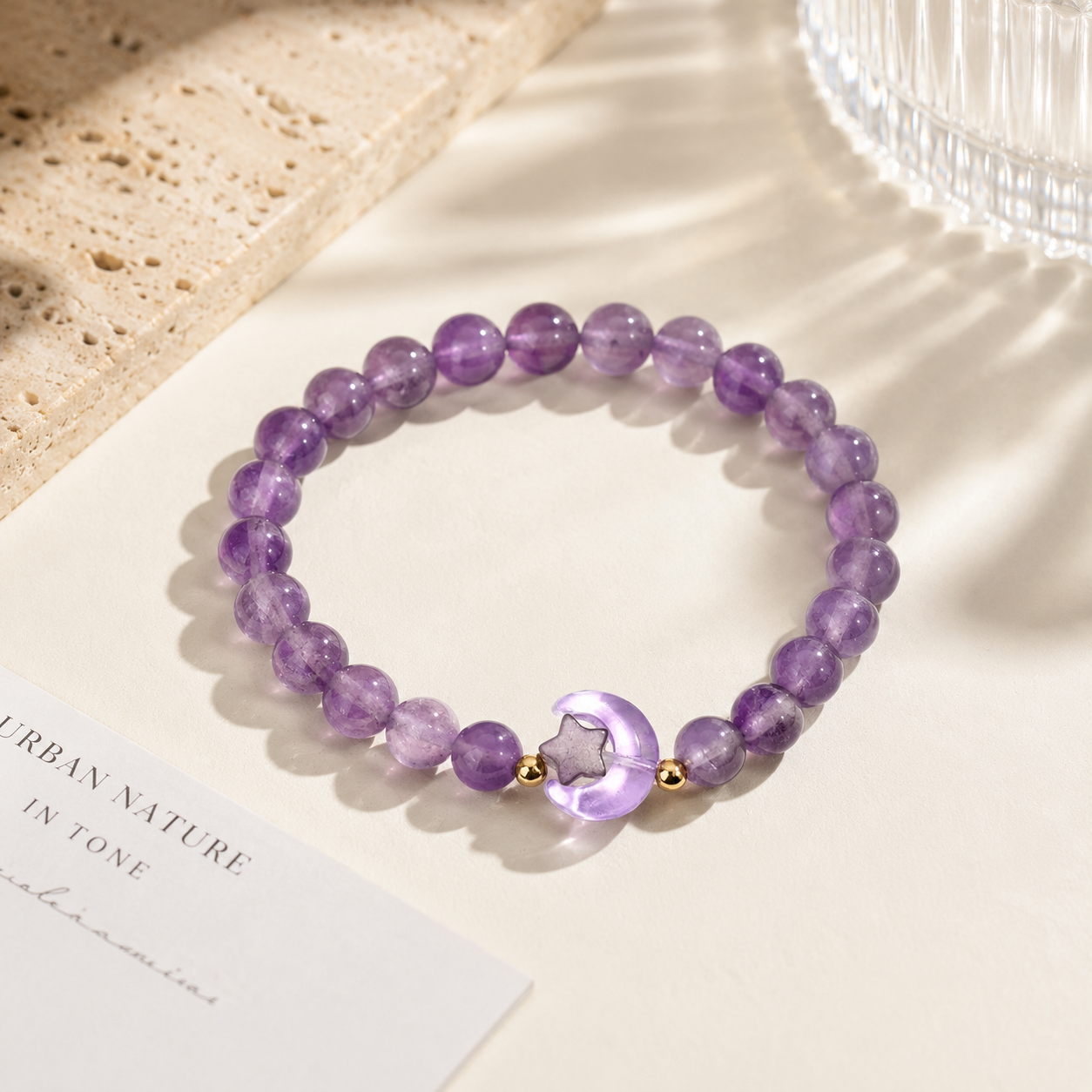 Purple Star Moon Beaded Bracelet