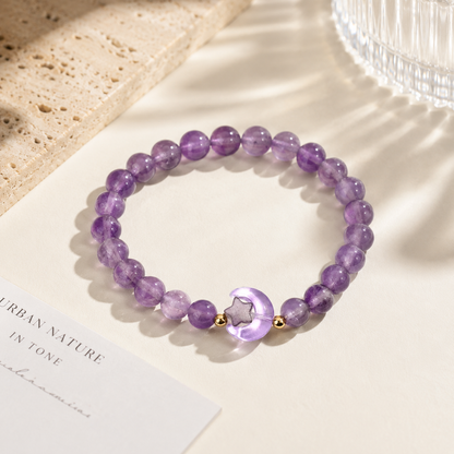 Purple Star Moon Beaded Bracelet