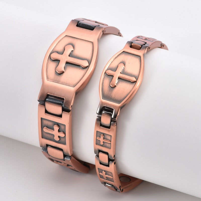 Copper Cross Magnetic Bracelet